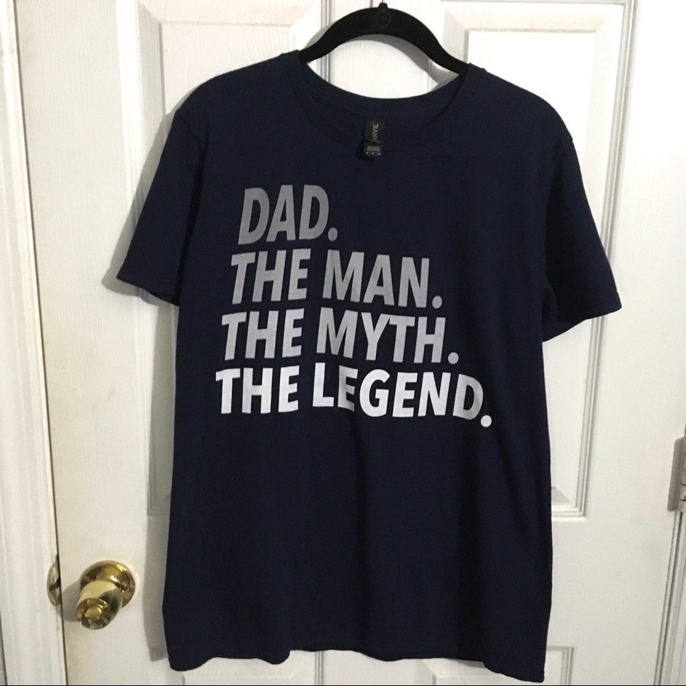 ANVIL DAD-THE MAN-THE MYTH-THE LEGEND-Ombre Screen Print Blue T-Shirt-Medium